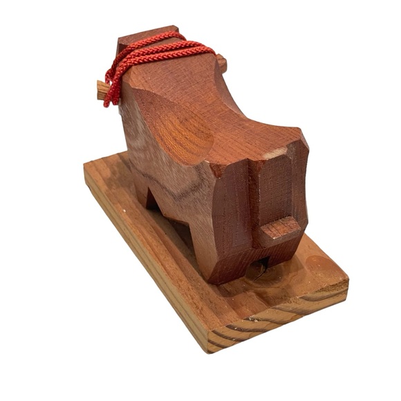 Vintage Traditional Cultural Japanese TOUGYU ITTOUBORI Bull Sumo Wood Figure - Picture 5 of 13